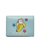 グッチ ばなにゃ 二つ折り財布 701009 ブルー レザー レディース GUCCI 【中古】
